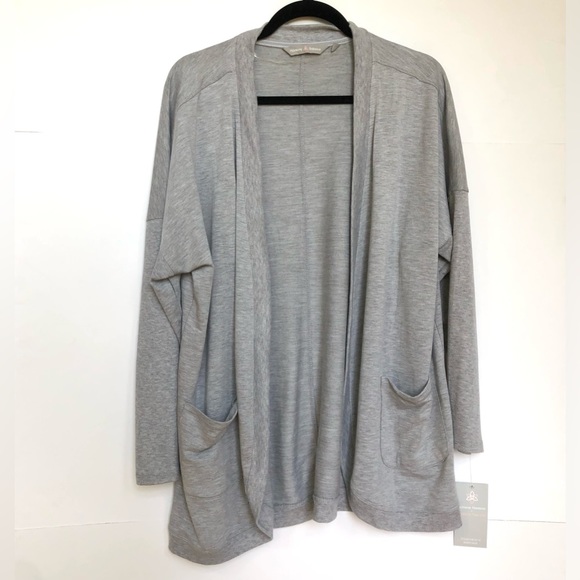 NWT Harmony Balance gray open front 3/4 sleeve soft cardigan sweater 1X - Picture 6 of 6